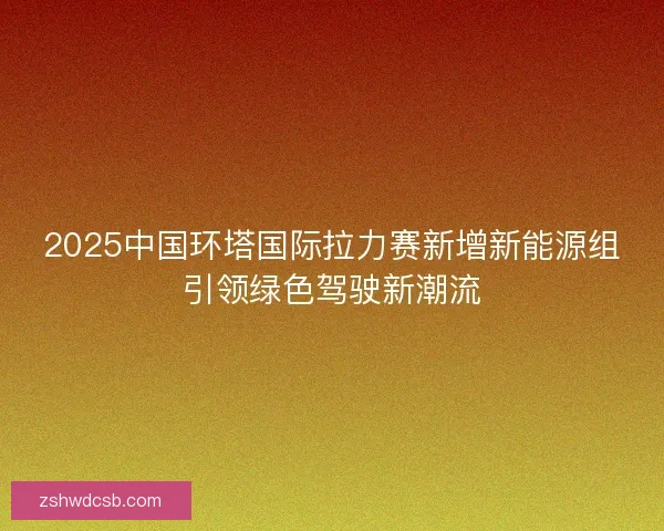 2025中国环塔国际拉力赛新增新能源组引领绿色驾驶新潮流